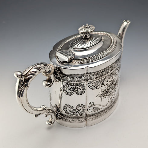 Circa 1890 British antique silver plate teapot James Dixon & Sons
